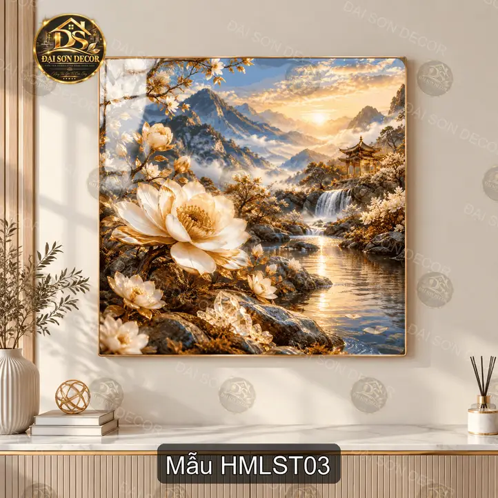 Tranh HMLST03 phong cảnh hoa và núi