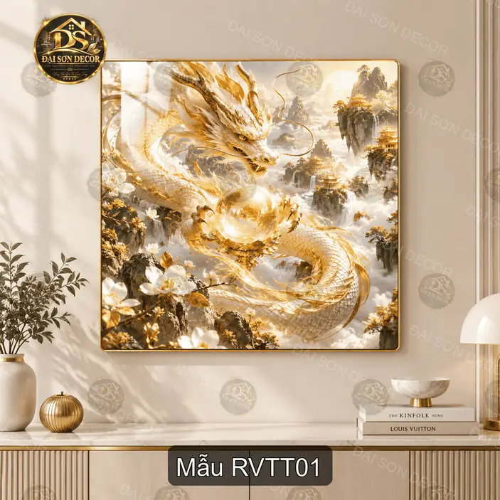 Tranh RVTT01 rồng vàng phong thủy